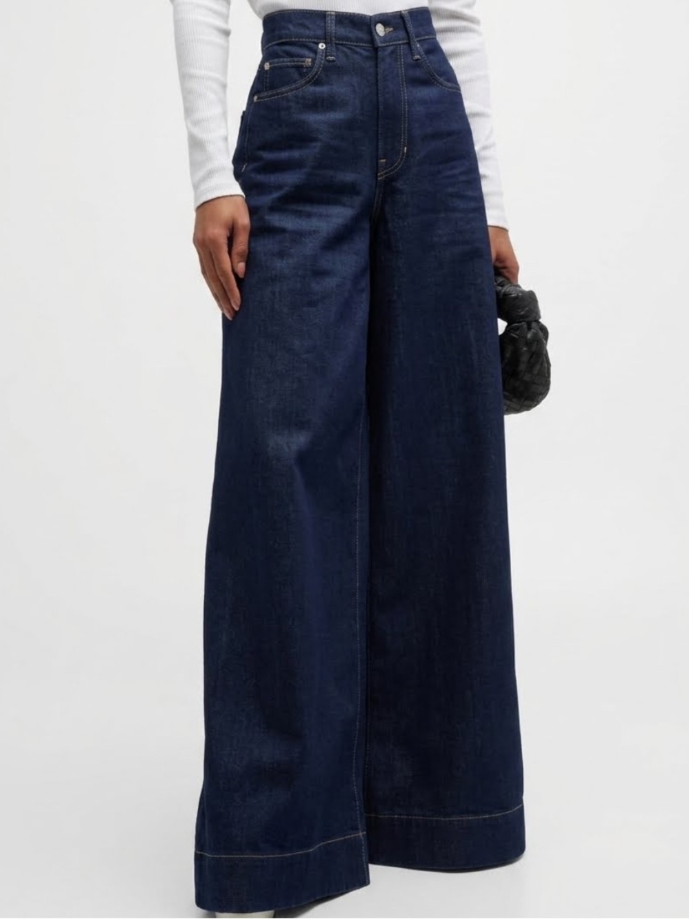 NWOT Veronica Beard Haizley High-Rise Dark Navy Extra Wide-Leg Jeans. Size 27